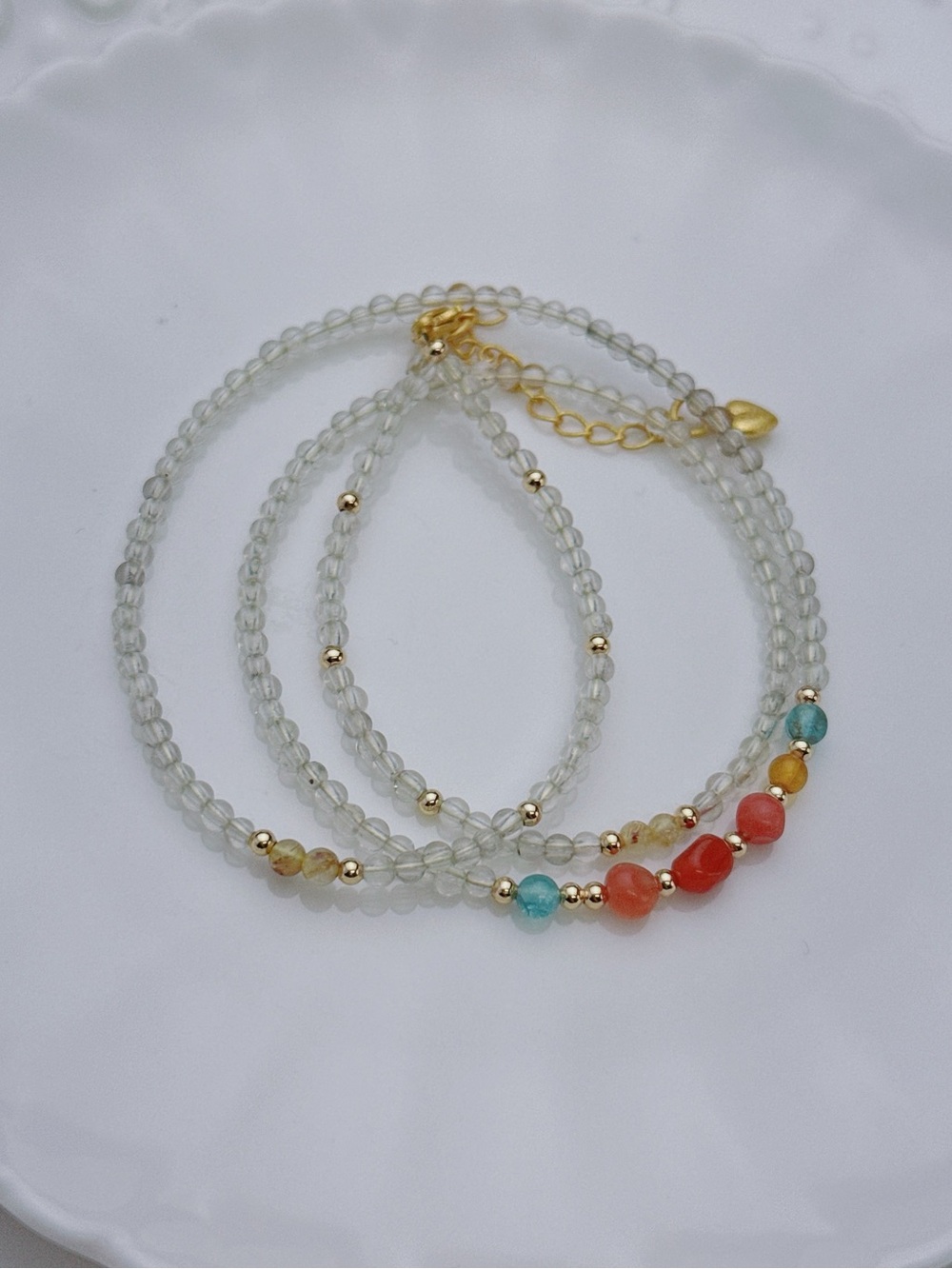 GB98 Handmade Citrine Multi Gemstone Tripe Layer Bracelet Necklace 2in1 20+2” - Picture 2 of 6